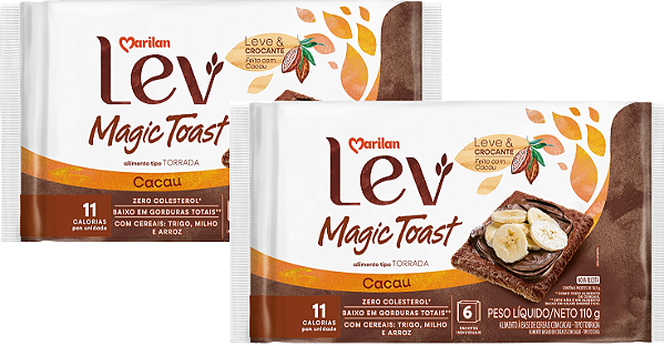 Kit 2 Torradas Magic Toast Cacau 110g Marilan
