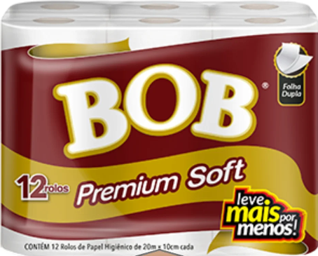 Papel Higiênico Pct.12 Rolos 20Mts  Folha Dupla Bob Premium