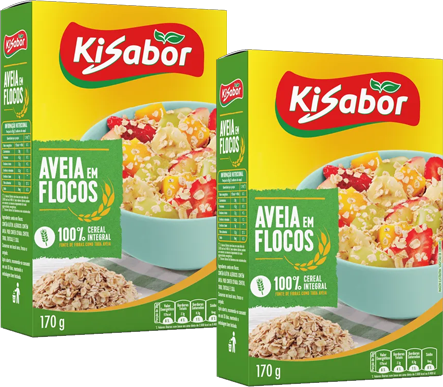 Kit 2 Aveia Flocos Integral 170g Kisabor