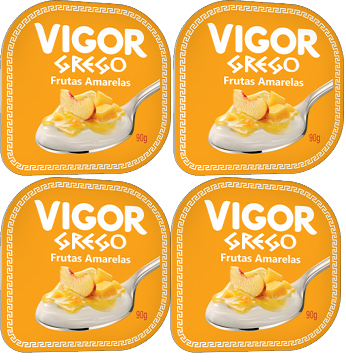 Kit 4 Iogurte Grego Frutas Amarelas 90g Vigor