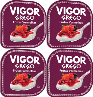Kit 4 Iogurte Grego Frutas Vermelhas 90g Vigor