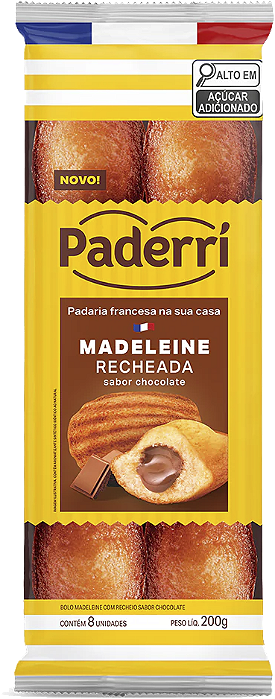 Bolinho Madeleine Recheado Com Chocolate 200g Paderrí