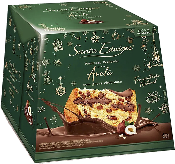 Panettone Gotas De Chocolate Com Avelã 500g Santa Edwiges