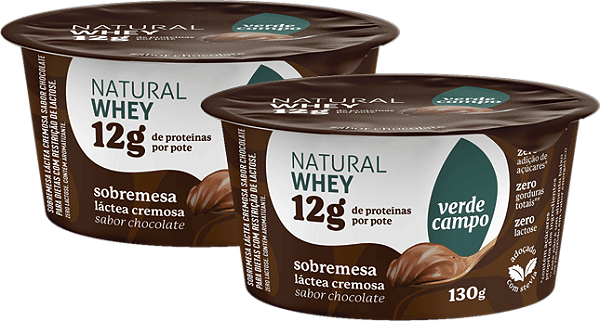 Kit 2 Sobremesa Protéica Chocolate 130g Verde Campo