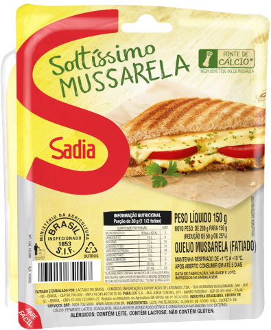 Queijo Mussarela Fatiada 150g Sadia