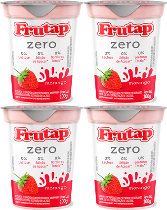 Kit 4 Copos Iogurte Morango Zero 100g Frutap