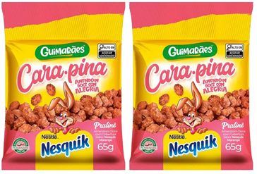 Kit 2 Amendoim Doce Pralinê Nesquik 65g Cara-pina Guimarães