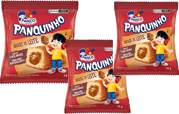Kit 3 Bolinho Baunilha Com Doce De Leite 70g Panco