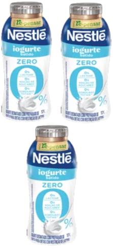 Kit 3 Garrafinha Iogurte Triplo Zero Batido 170g Nestlé