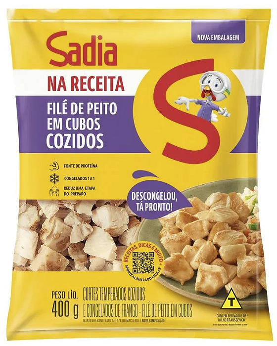 Peito de Frango Cubos Cozido e Temperado 400g Sadia