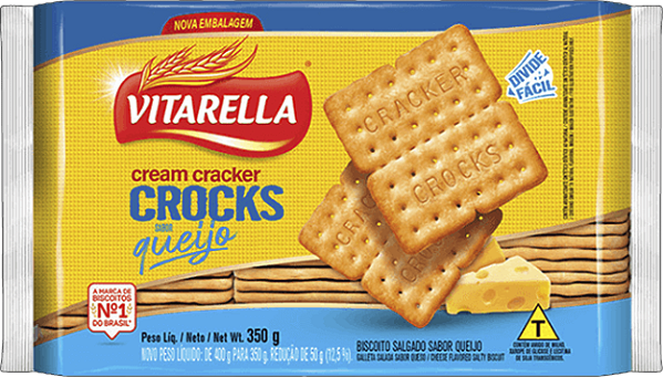 Biscoito Cream Cracker Crocks Queijo 350g Vitarella