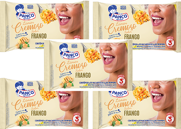 Kit 5 Macarrão Lámen Cremoso Frango 85g Panco