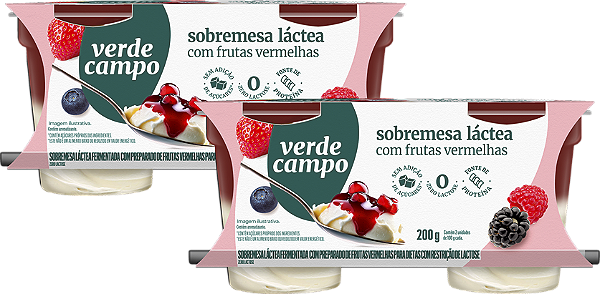 Kit 2 Sobremesa Com Frutas Vermelhas 200g Verde Campo