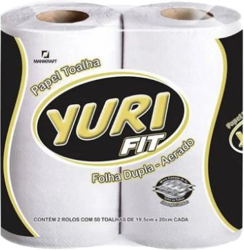 Papel Toalha Folha Dupla - 2 Rolos 100Fls Yuri