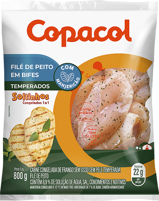 File De Peito De Frango Bife Com Manjericão 800g Copacol