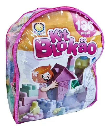 KIT BLOKAO DE PLASTICO QUEBRA CUCA MOCHILA FEM. 136 PCS EC ST