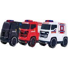 TRUCK COLLECTION BOMBEIRO OU AMBULÂNCIA OU POLICIA NA SOLAPA BS TOYS