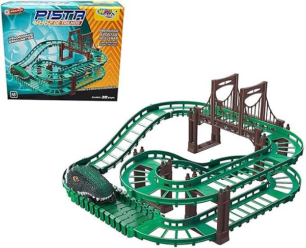 PISTA DE TRILHOS AVENTURA JURASSICA 38 PÇ WELLMIX
