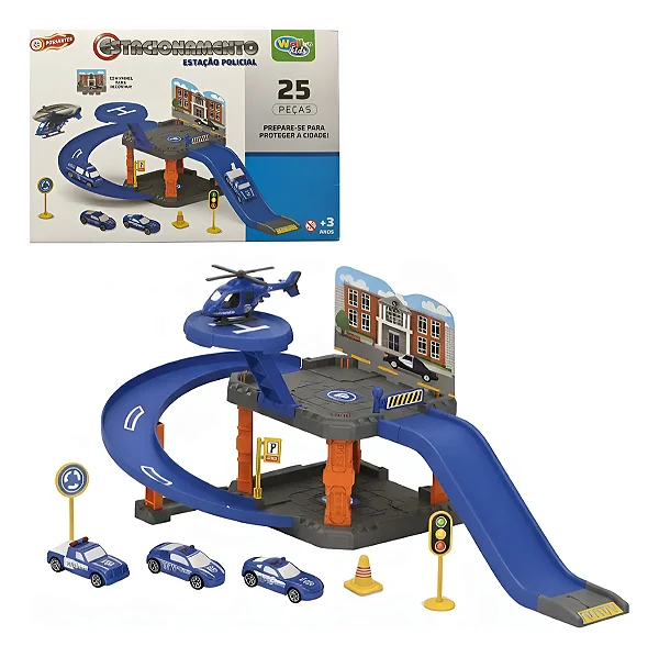 PISTA COM ESTAC E VEICULOS ESTACOA POLICIAL 25 PÇ WELLMIX