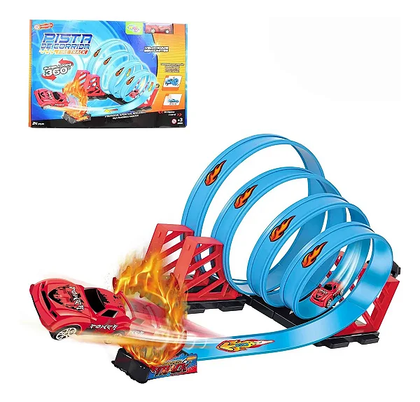 PISTA DE CORRIDA COM 4 LOOPS 360 FIRE TRACK 24 PÇ WELLMIX