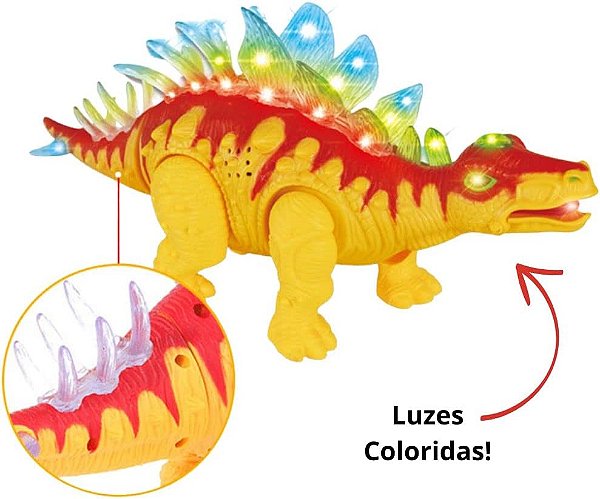 DINOSSAURO COM LUZ E SOM ESTEGOSSAURO LURY SRT COR