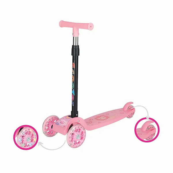 PATINETE 3 RODAS COM LED S ROSA DOBRAVEL