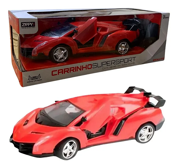 CARRINHO DE CONTROLE REMOTO SUPER SPORT VERM 20CM