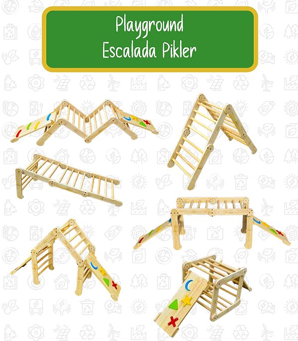 PLAYGROUND ESCALADA PIKLER C/ 3 MODULOS 1 ESCADA+ 2 ESCALADAS 1.800mm(C) x 500mm(A) x 500m(L) CT 1699