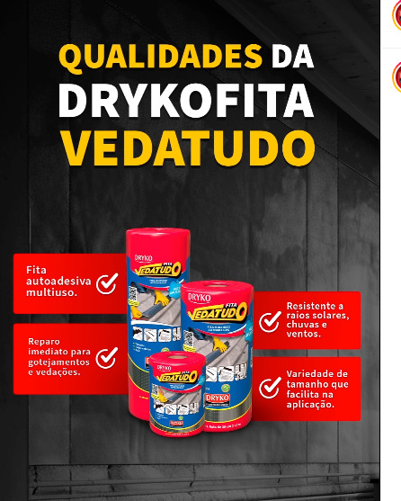 Kit 3 Fitas Vedatudo Alumínio 30cm – Impermeabilização - DRYKO IMPERMEABILIZANTES