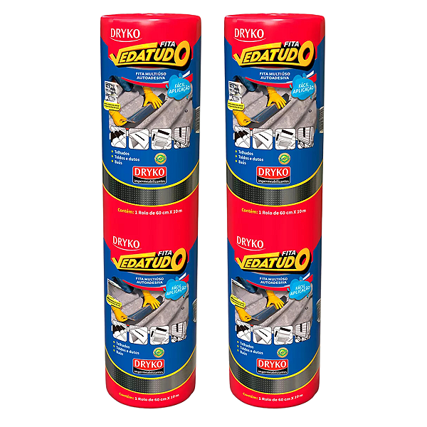 Kit 2 Fitas Vedatudo Alumínio 60cm – Impermeabilização - DRYKO IMPERMEABILIZANTES