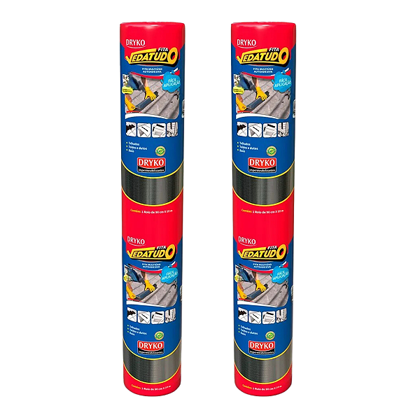 Kit com 2 Fitas Vedatudo Alumínio 90cm - DRYKO IMPERMEABILIZANTES