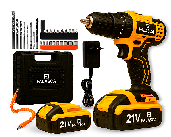 PARAFUSADEIRA E FURADEIRA A BATERIA PF21B2 21V COM DUAS BATERIAS F02 4979 - FALASCA