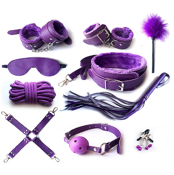 Kit Sado BDSM com 10 Peças – Lilás
