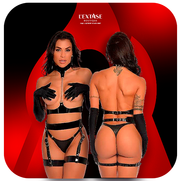 Kit Harness Vicky em Vinil Dominatrixxx