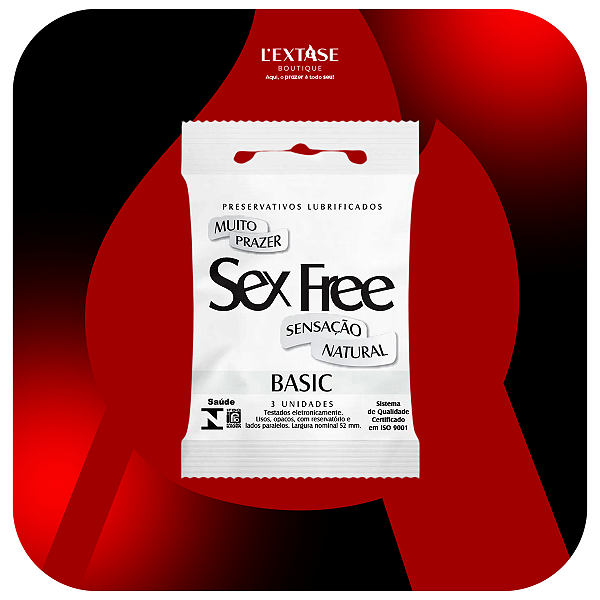 Preservativos Lubrificados Basic Sensação Natural com 3 unidades Sex Free