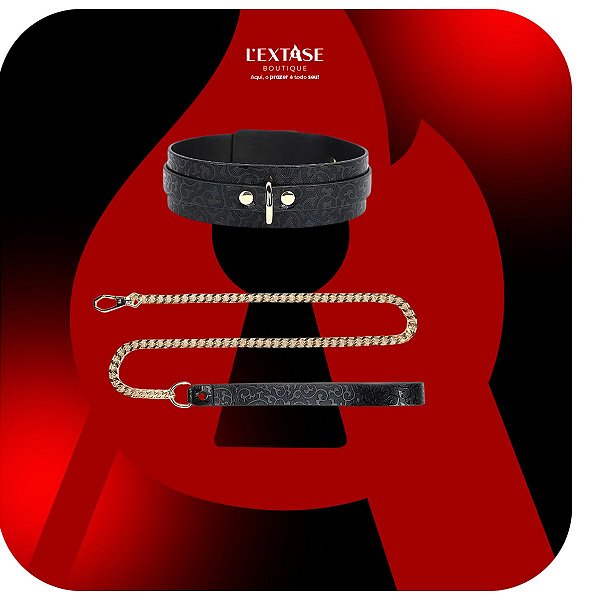 Coleira Bondage com Corrente Guia