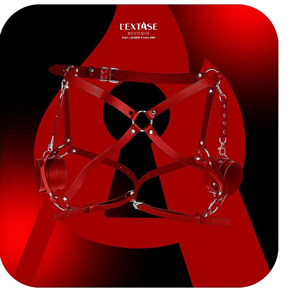 Cinta com Algema de Pulso na Cintura vermelho