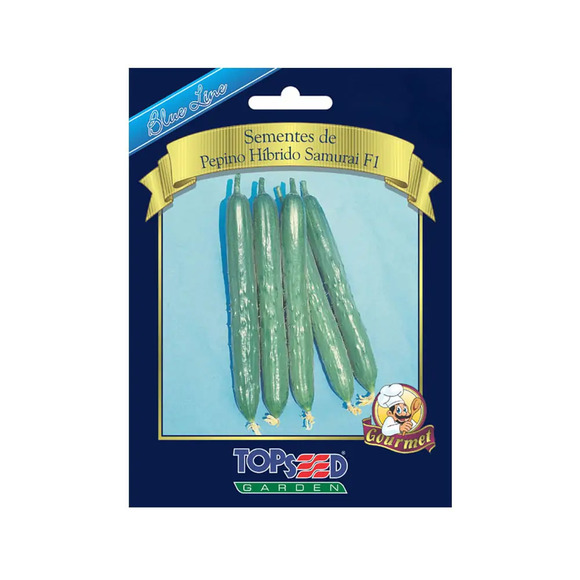 Sementes de Pepino Híbrido Samurai Gourmet Blue Line Topseed Garden Único