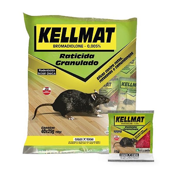 Raticida Kellmat Granulado (pacote C/ 40x25g) 1kg