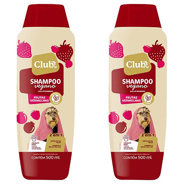 Shampoo Vegano 2x1 Frutas Vermelhas 500ml Club Pet