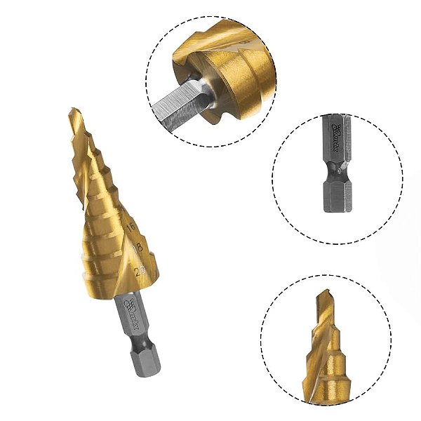 Broca Conica Escalonada Aco Rapido 4 A 20mm Mtx