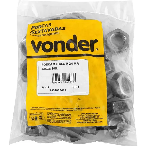 Porca Sextavada 3/8 (pt C/ 100) - Vonder