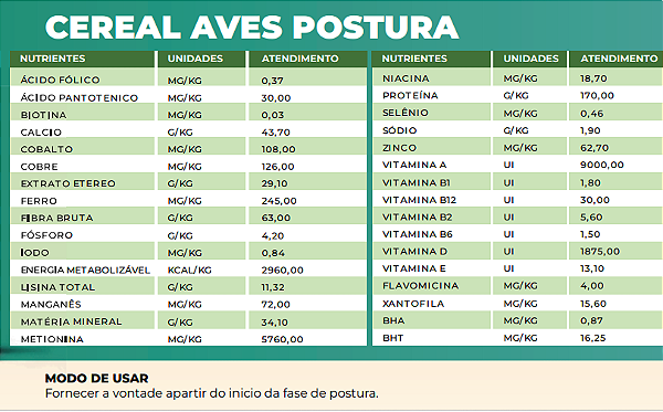 RACAO FRANGA POSTURA 5KG