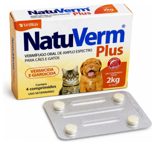 NATU VERM PLUS 132MG - 2KG (com 4 comprimido)