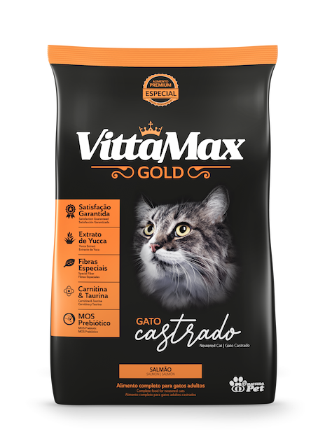 RACAO VITTAMAX GATO CASTRADO SALMAO 3 KG