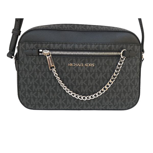 Bolsa Michael Kors Jet Set - Preta com Metais Prateados