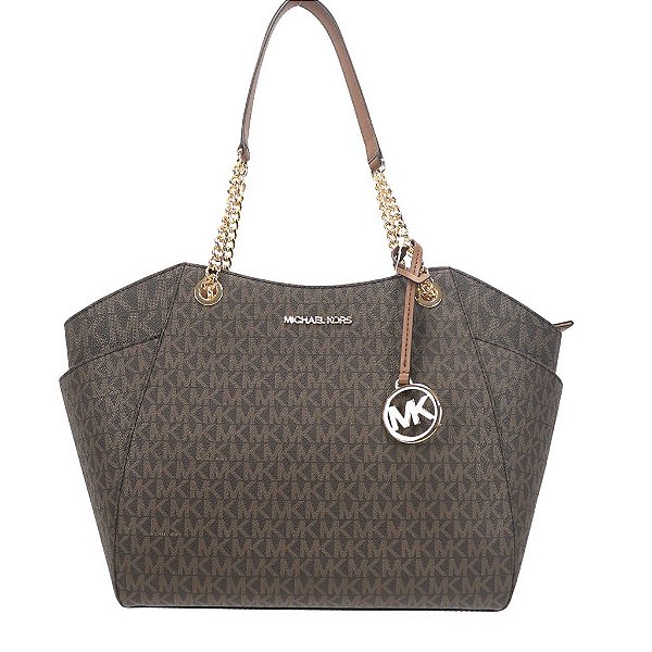 Bolsa Michael Kors com Alça Couro + Corrente Dourada