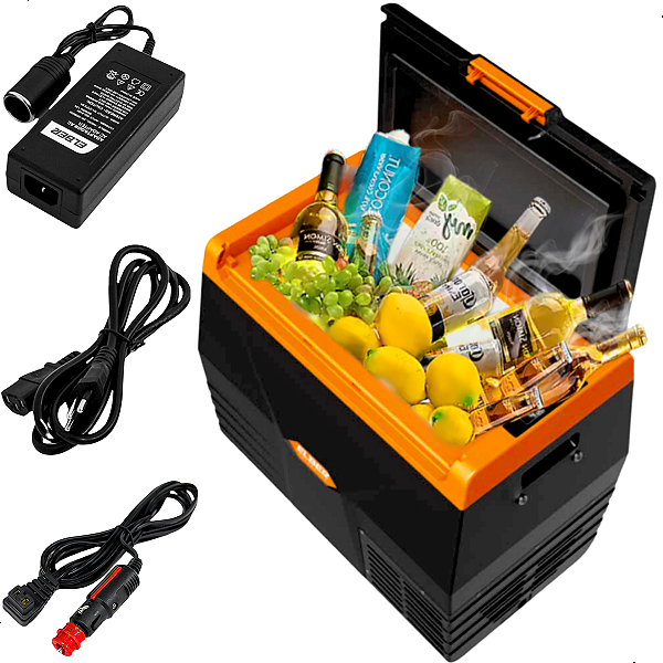 Kit Geladeira Portatil 35lt Elber Caminhão Trailer + Fonte Conversora 110/220V