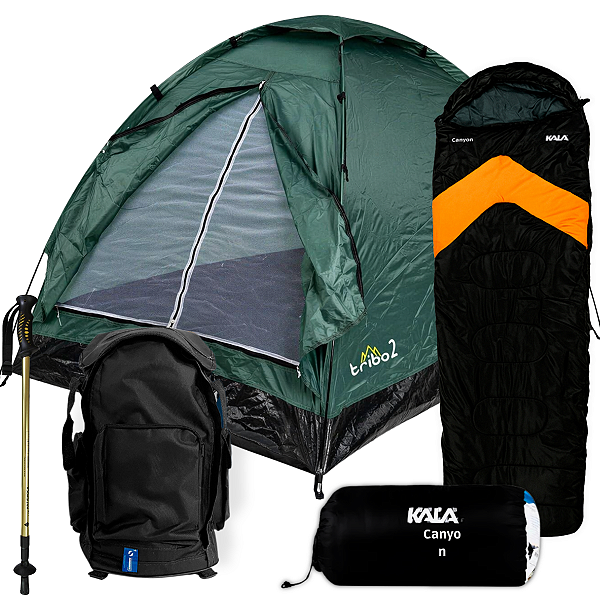 Kit Lengedario Barraca 2 Pessoas Mochila Saco Dormir Bastão