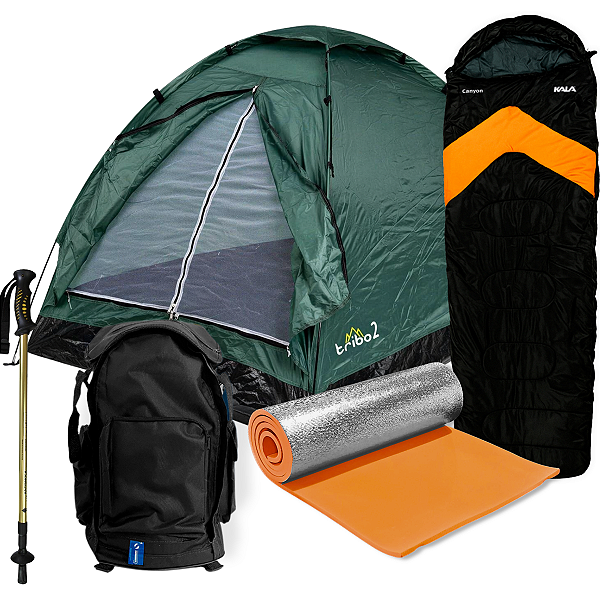 Kit Legendarios Barraca 2P Bastão Mochila Isolate Saco Dormir